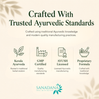 Sanadana product Sand-cof  description with icons and text on a light background